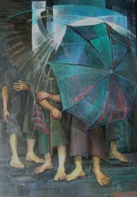 Βασίλης Σίμος , 2005 , Φυγή , ακρυλικό σε μουσαμά ,130x70