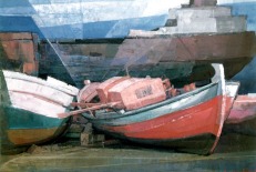 Βασίλης Σίμος , 1990 , Λιμάνι , λάδι σε μουσαμά , 60x90