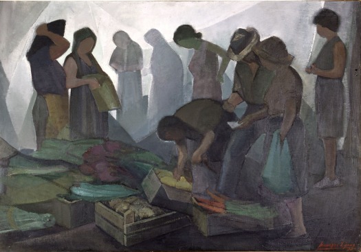Βασίλης Σίμος , Λαϊκή Αγορά, 1979. λάδι σε μουσαμά, 90x130